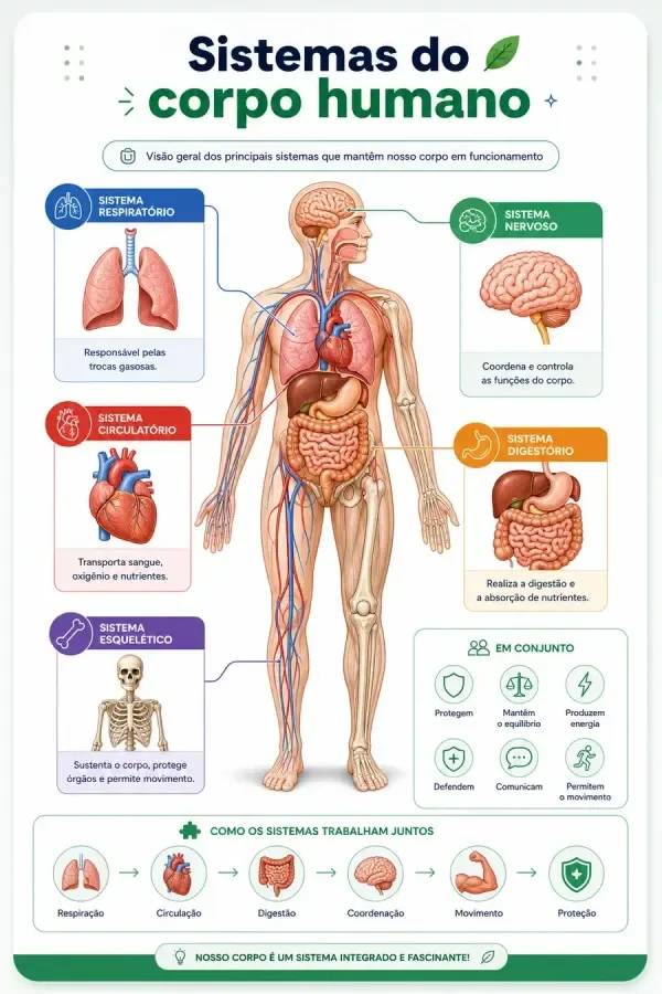 Esquema dos sistemas do corpo humano