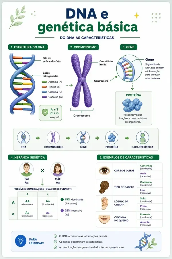 Esquema de DNA e genética básica